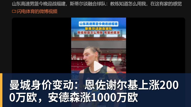 杏彩体育曼城身价变动：恩佐谢尔基上涨2000万欧，安德森涨1000万欧